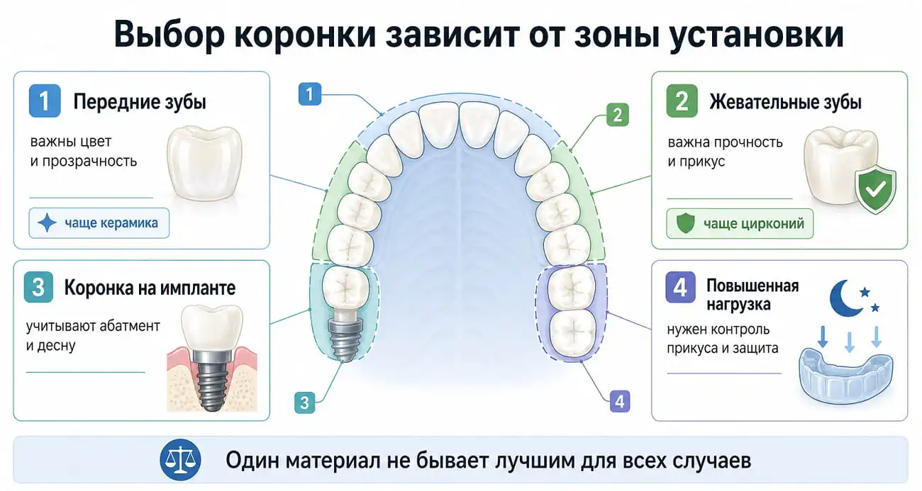 Сравнение керамических и циркониевых коронок по эстетике и прочности