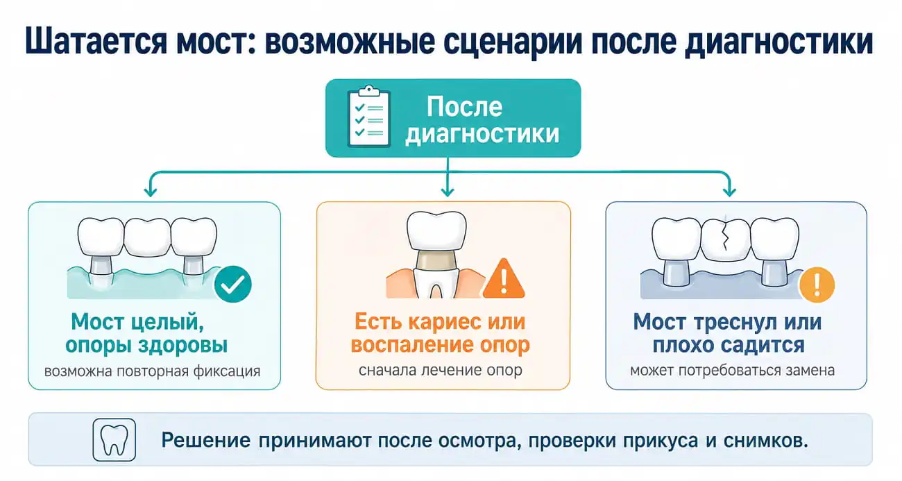 Возможные варианты лечения, если зубной мост начал шататься